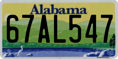 AL license plate 67AL547