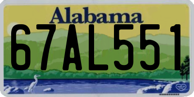 AL license plate 67AL551