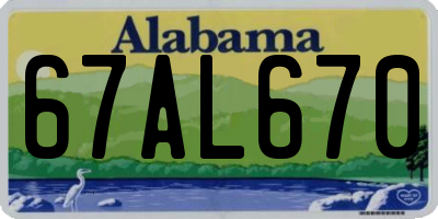 AL license plate 67AL670