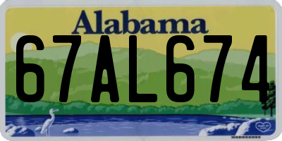 AL license plate 67AL674