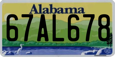 AL license plate 67AL678