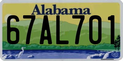 AL license plate 67AL701