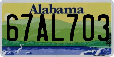 AL license plate 67AL703