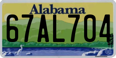 AL license plate 67AL704
