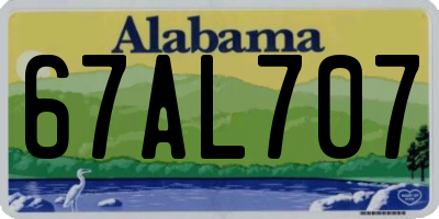 AL license plate 67AL707