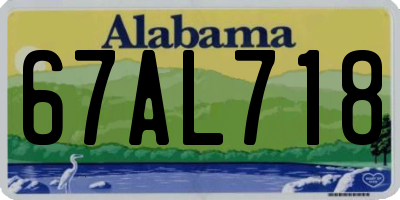 AL license plate 67AL718