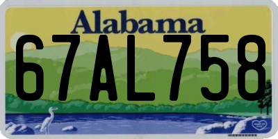 AL license plate 67AL758