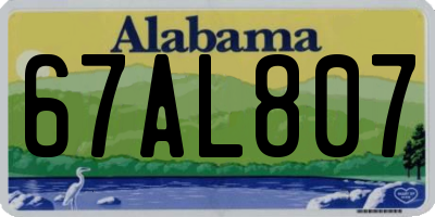 AL license plate 67AL807
