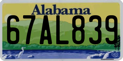 AL license plate 67AL839