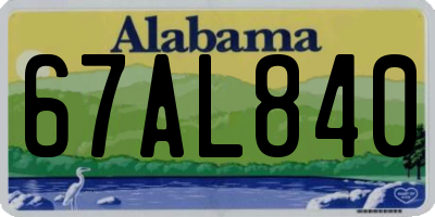 AL license plate 67AL840