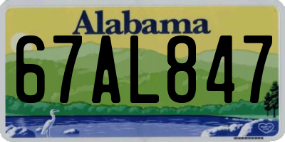 AL license plate 67AL847
