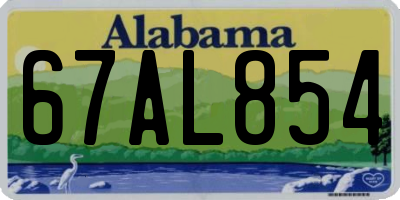 AL license plate 67AL854