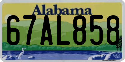 AL license plate 67AL858