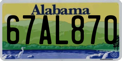 AL license plate 67AL870