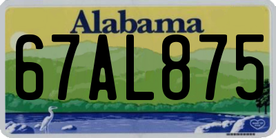 AL license plate 67AL875