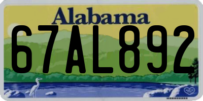 AL license plate 67AL892