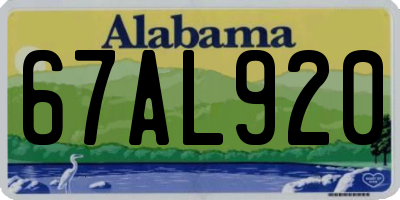 AL license plate 67AL920
