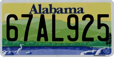 AL license plate 67AL925