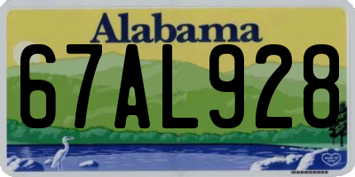 AL license plate 67AL928