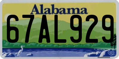 AL license plate 67AL929