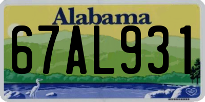 AL license plate 67AL931