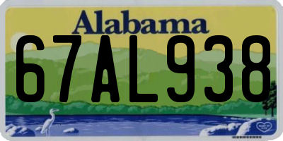 AL license plate 67AL938