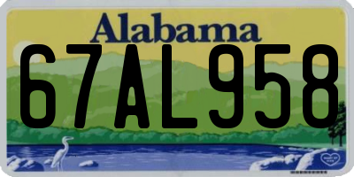 AL license plate 67AL958