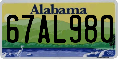 AL license plate 67AL980