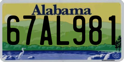AL license plate 67AL981