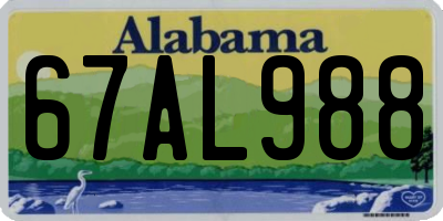AL license plate 67AL988