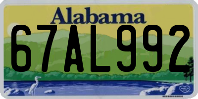 AL license plate 67AL992