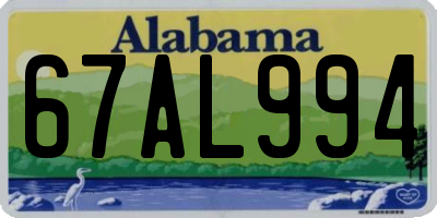 AL license plate 67AL994