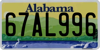 AL license plate 67AL996