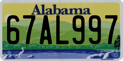 AL license plate 67AL997