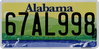 AL license plate 67AL998
