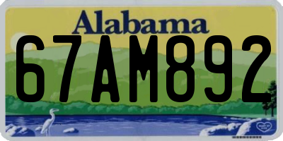 AL license plate 67AM892