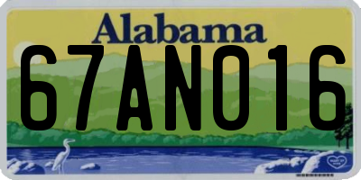 AL license plate 67AN016