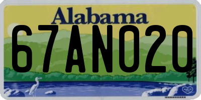 AL license plate 67AN020