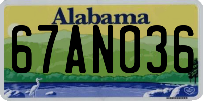 AL license plate 67AN036