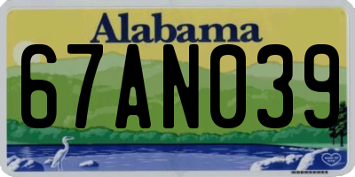 AL license plate 67AN039