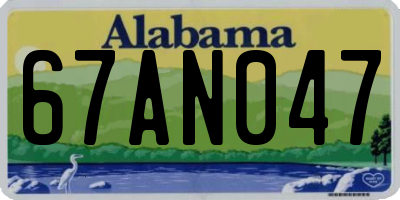 AL license plate 67AN047