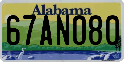 AL license plate 67AN080