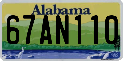 AL license plate 67AN110