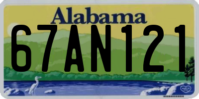 AL license plate 67AN121