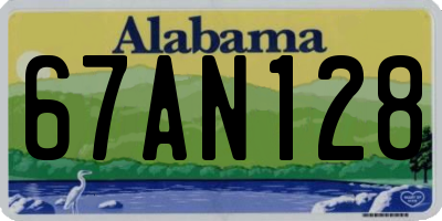 AL license plate 67AN128