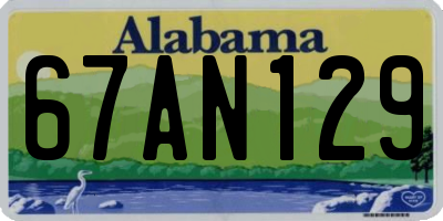 AL license plate 67AN129