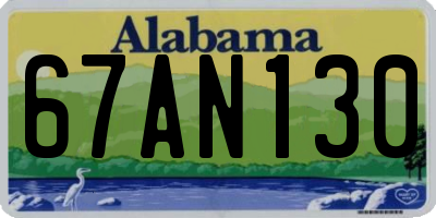 AL license plate 67AN130