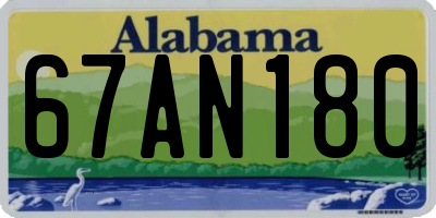 AL license plate 67AN180