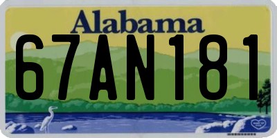 AL license plate 67AN181
