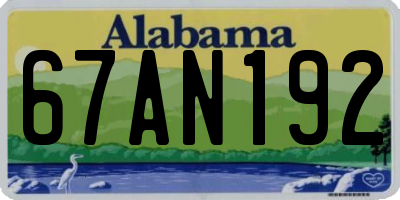 AL license plate 67AN192